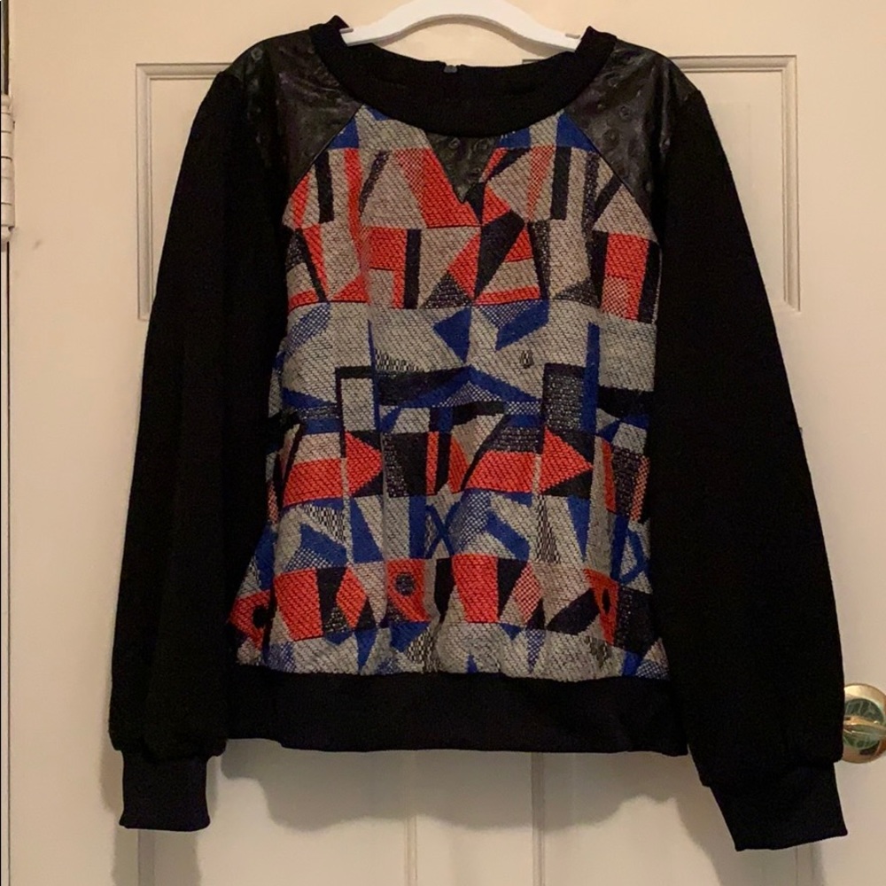 Milly Leather and Wool Sweatshirt Size M